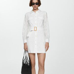 Mango Swiss Embroidered Shirt Dress